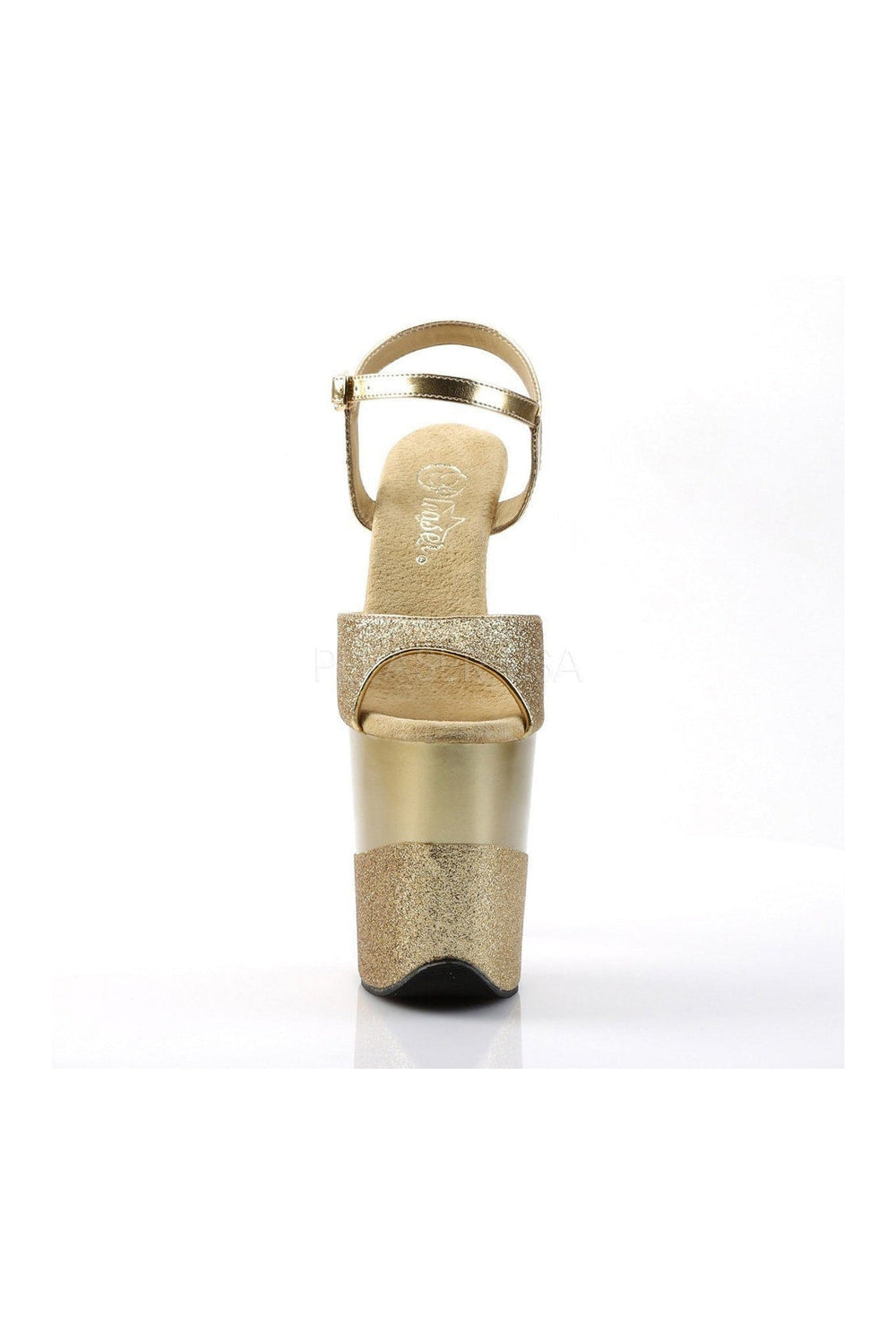 Pleaser FLAMINGO-809-2G Platform Sandal in Gold Glitter