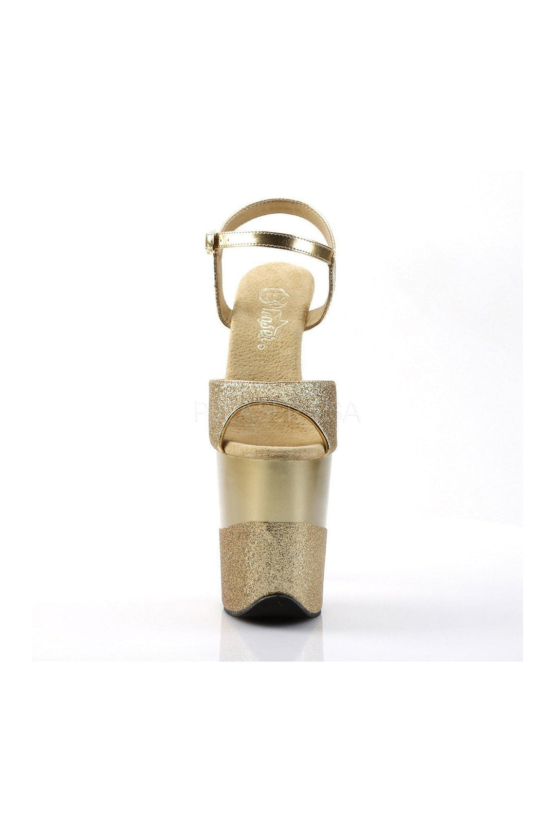 Pleaser FLAMINGO-809-2G Platform Sandal in Gold Glitter