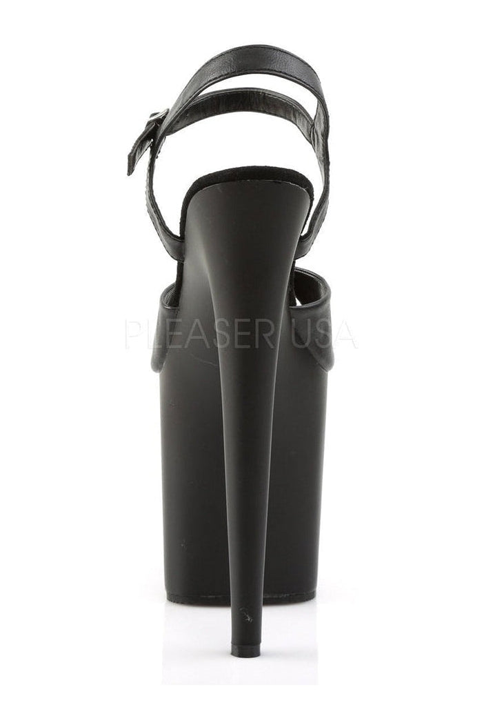FLAMINGO-809 Platform Sandal | Black Faux Leather-Pleaser-Sandals-SEXYSHOES.COM