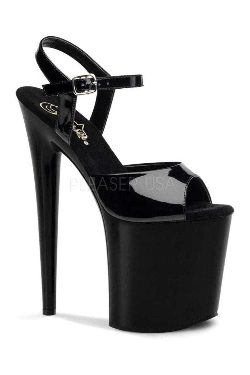 FLAMINGO-809 Platform Sandal | Black Patent-Pleaser-Black-Sandals-SEXYSHOES.COM