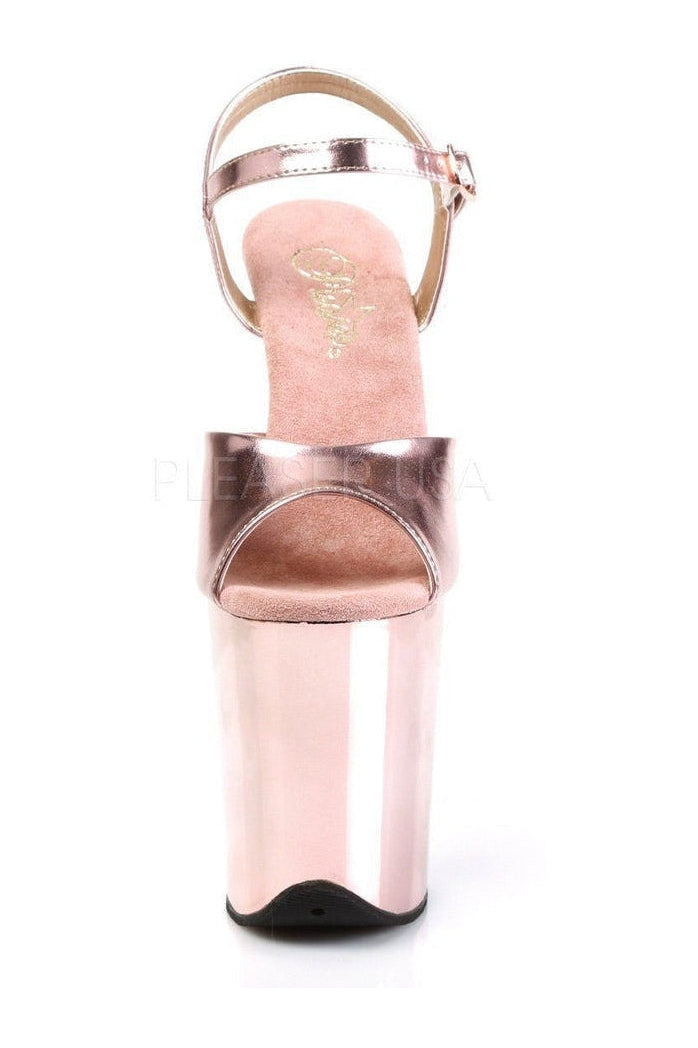 Pleaser FLAMINGO-809 Platform Sandal in Rose Gold Faux Leather