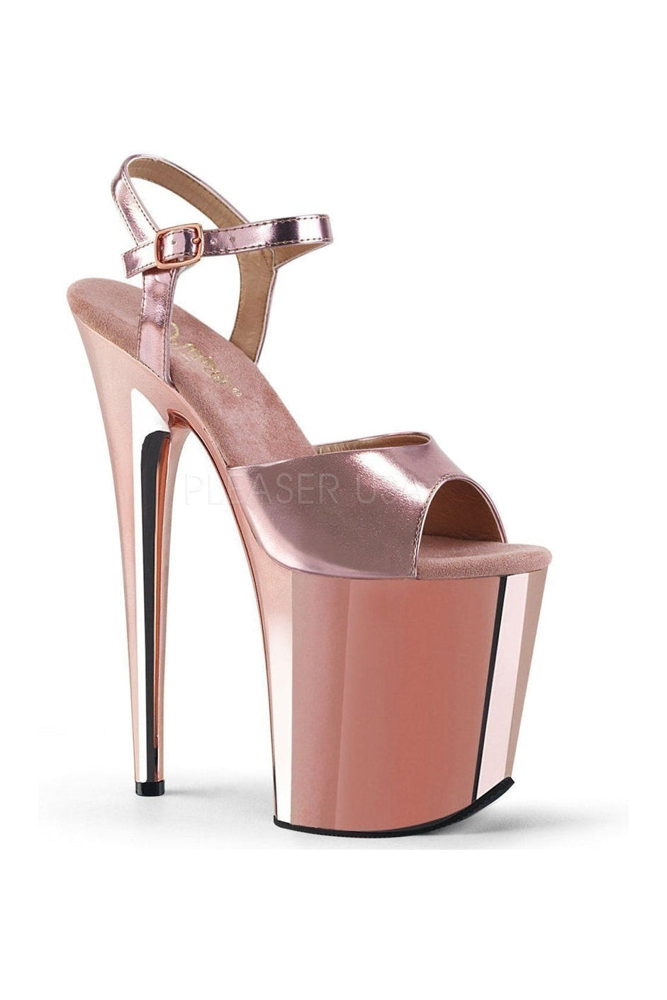 Pleaser FLAMINGO-809 Platform Sandal in Rose Gold Faux Leather from SexyShoes.com