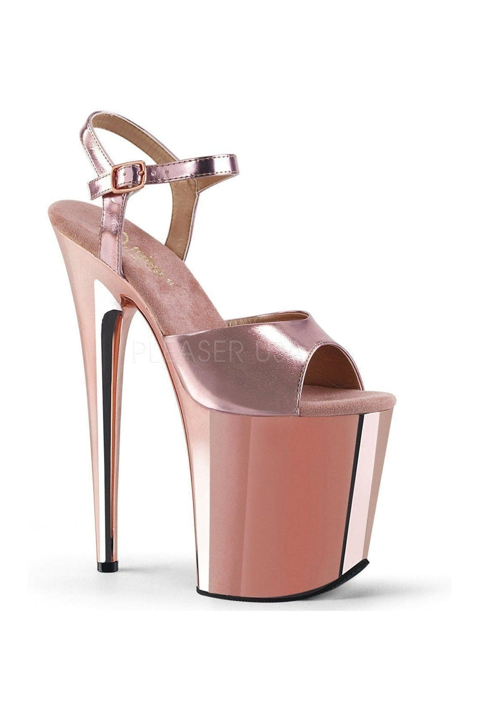 FLAMINGO-809 Platform Sandal | Gold Faux Leather-Pleaser-Gold-Sandals-SEXYSHOES.COM