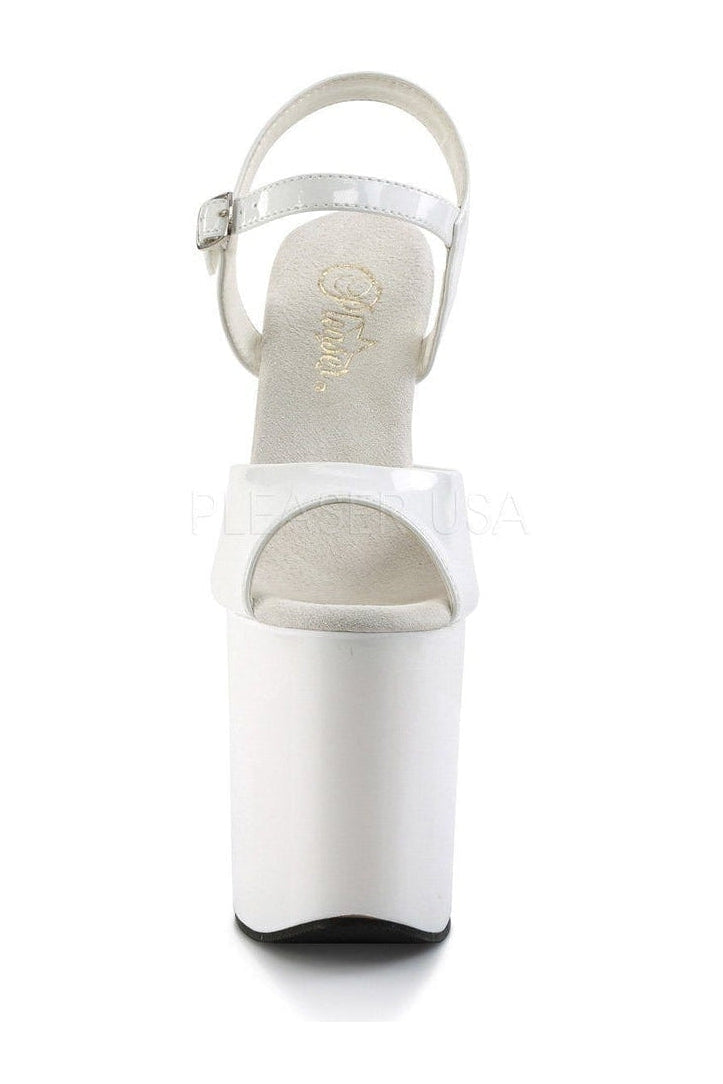 Pleaser FLAMINGO-809 Platform Sandal in White Patent