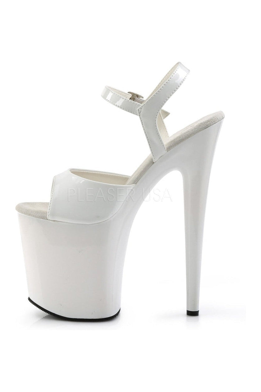 Pleaser FLAMINGO-809 Platform Sandal in White Patent