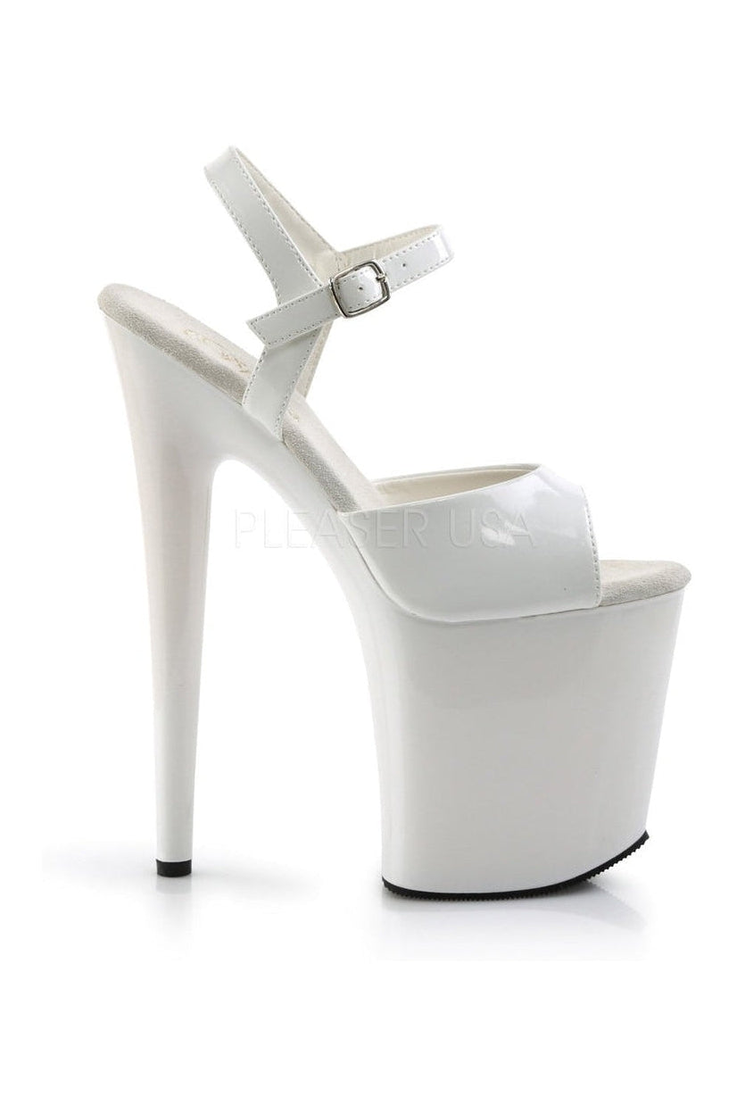 Pleaser FLAMINGO-809 Platform Sandal in White Patent
