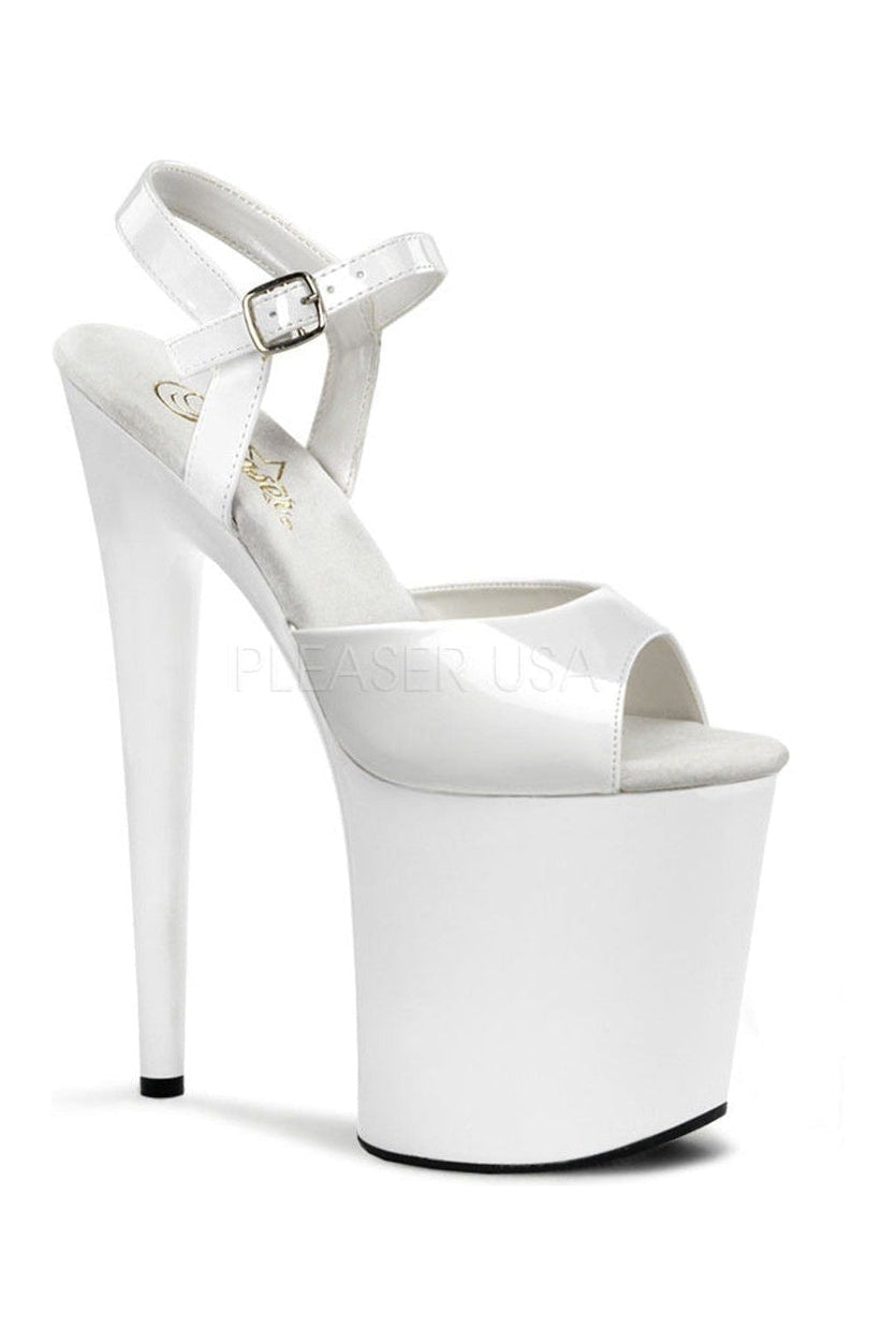FLAMINGO-809 Platform Sandal | White Patent-Pleaser-White-Sandals-SEXYSHOES.COM