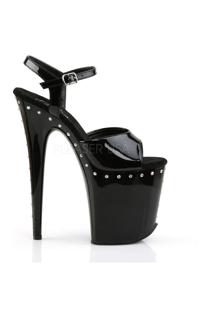 FLAMINGO-809ABLS Platform Sandal | Black Patent-Pleaser-Sandals-SEXYSHOES.COM