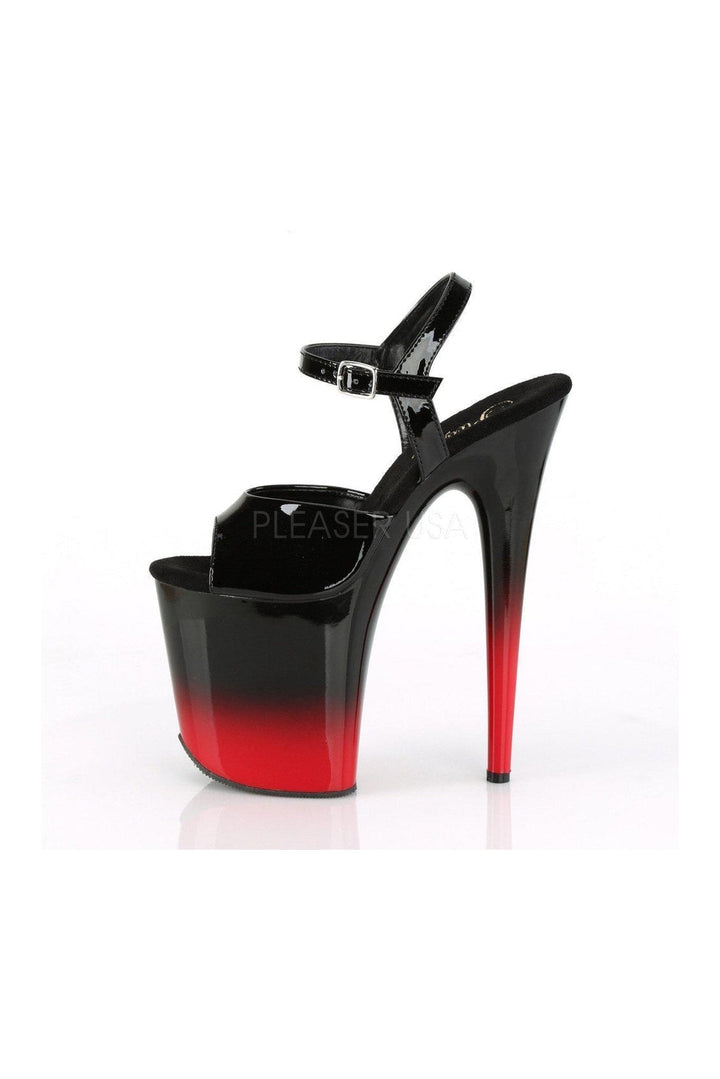 FLAMINGO-809BR-H Platform Sandal | Black Patent-Pleaser-SEXYSHOES.COM