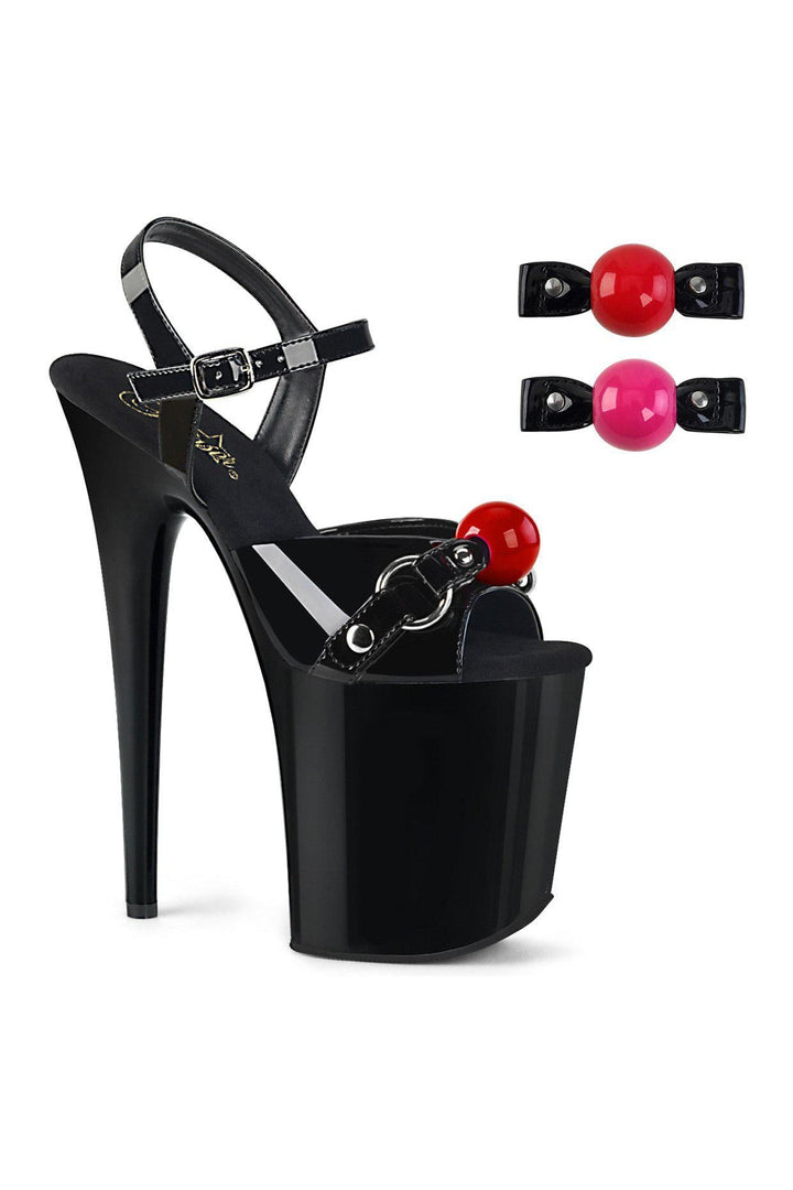 FLAMINGO-809GB Sandal | Black Patent-Sandals-Pleaser-Black-7-Patent-SEXYSHOES.COM