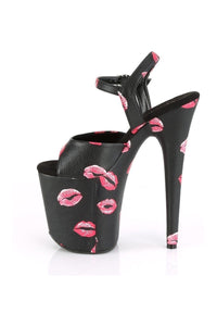 Pleaser FLAMINGO-809KISSES Exotic Sandal in Black Faux Leather