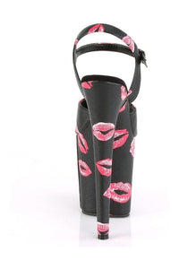 Pleaser FLAMINGO-809KISSES Exotic Sandal in Black Faux Leather