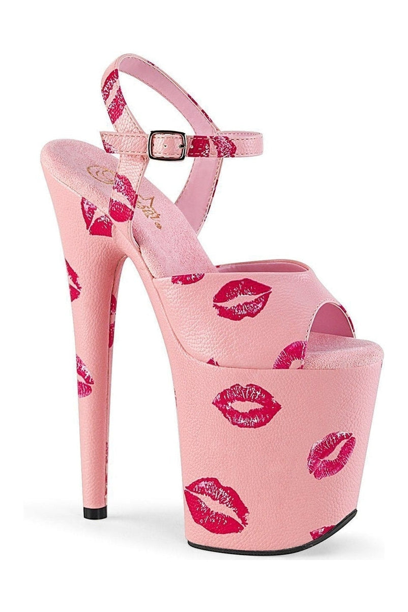 FLAMINGO-809KISSES Stripper Sandal | Pink Faux Leather-Pleaser