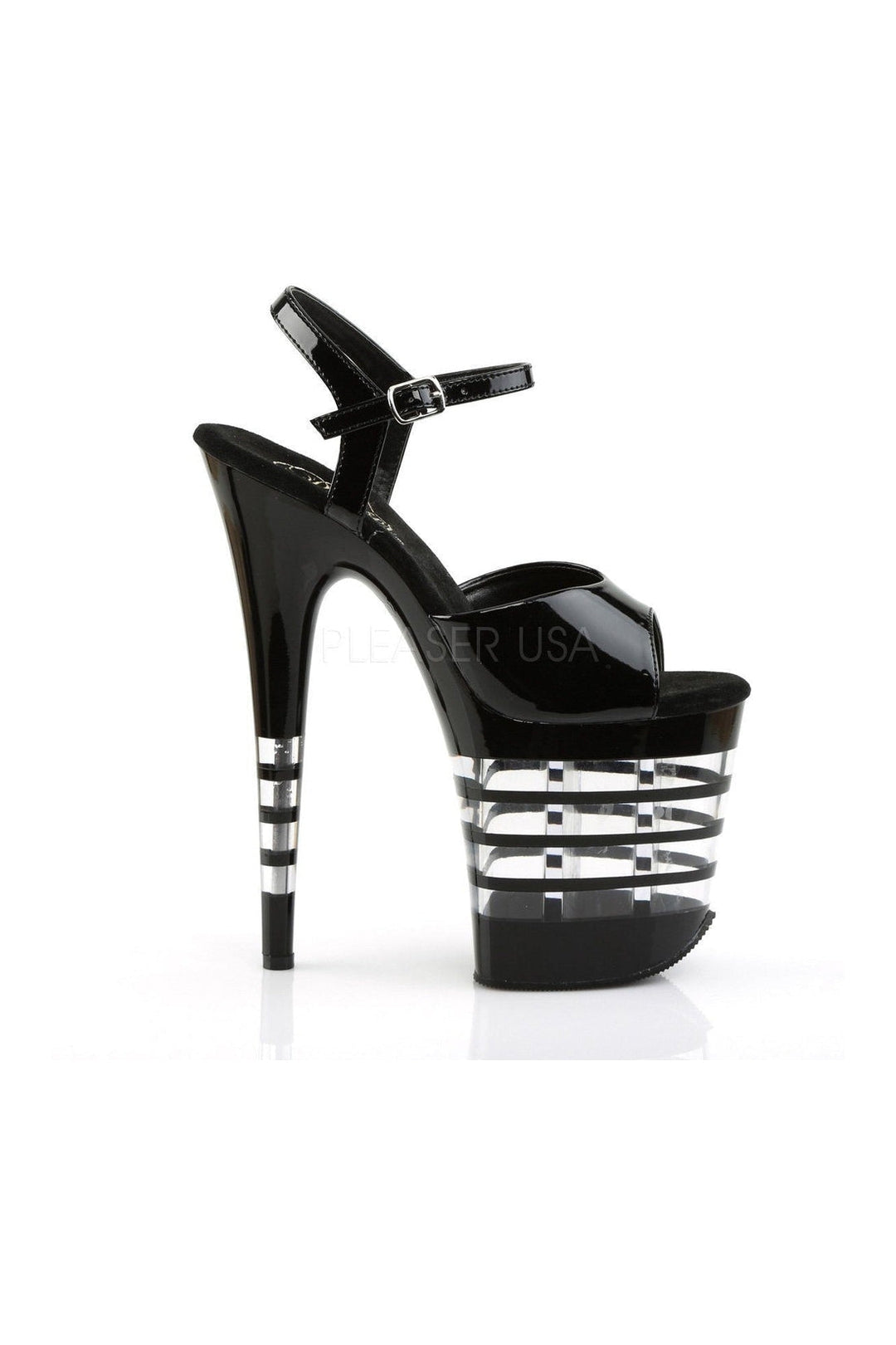 Pleaser FLAMINGO-809LN Platform Sandal in Black Patent
