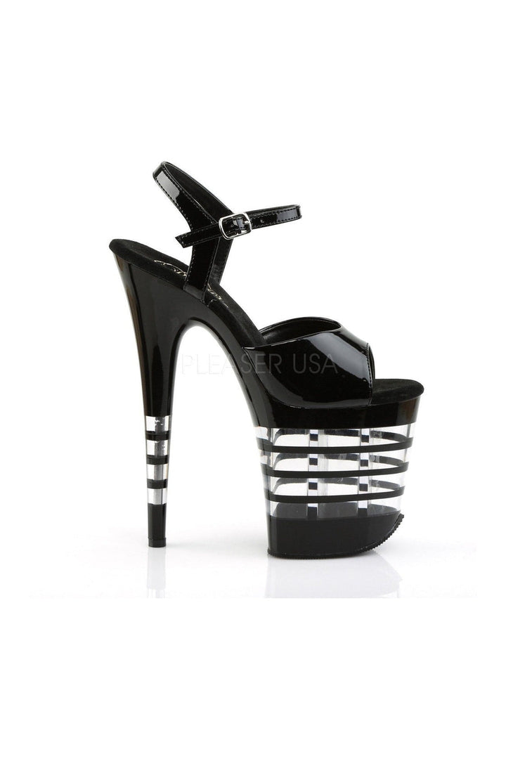FLAMINGO-809LN Platform Sandal | Black Patent-Pleaser-Sandals-SEXYSHOES.COM