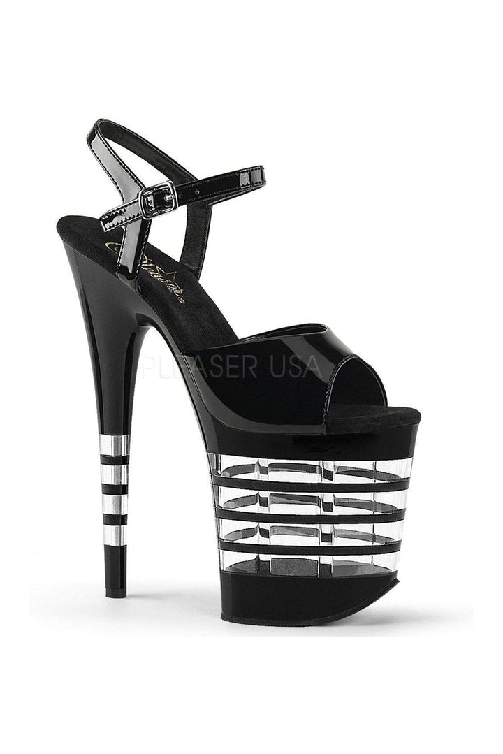 FLAMINGO-809LN Platform Sandal | Black Patent-Pleaser-Black-Sandals-SEXYSHOES.COM