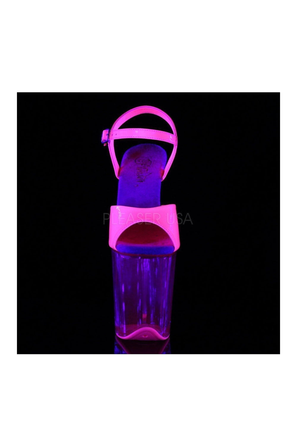 Pleaser FLAMINGO-809UVT Platform Sandal in Fuchsia Patent