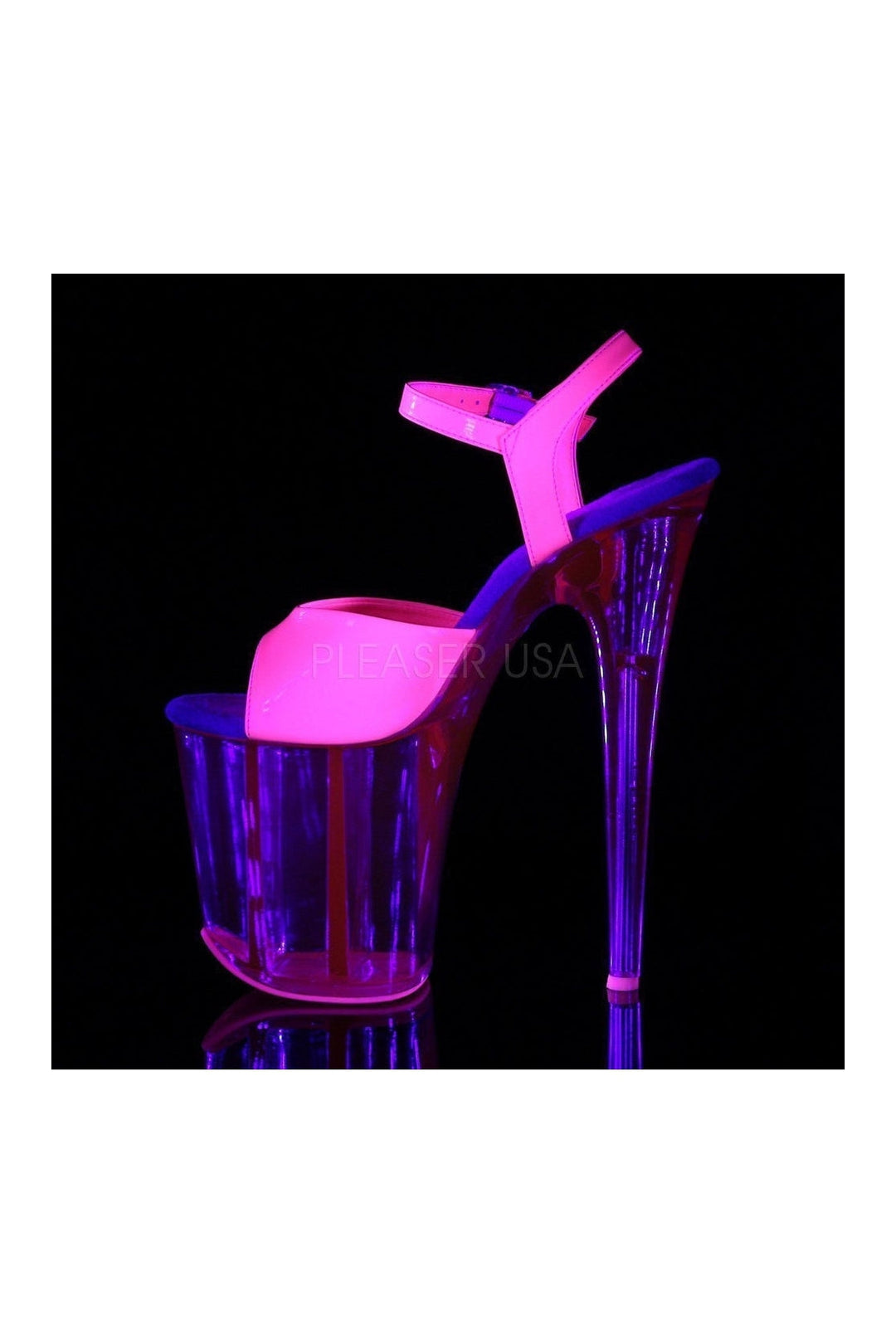 Pleaser FLAMINGO-809UVT Platform Sandal in Fuchsia Patent