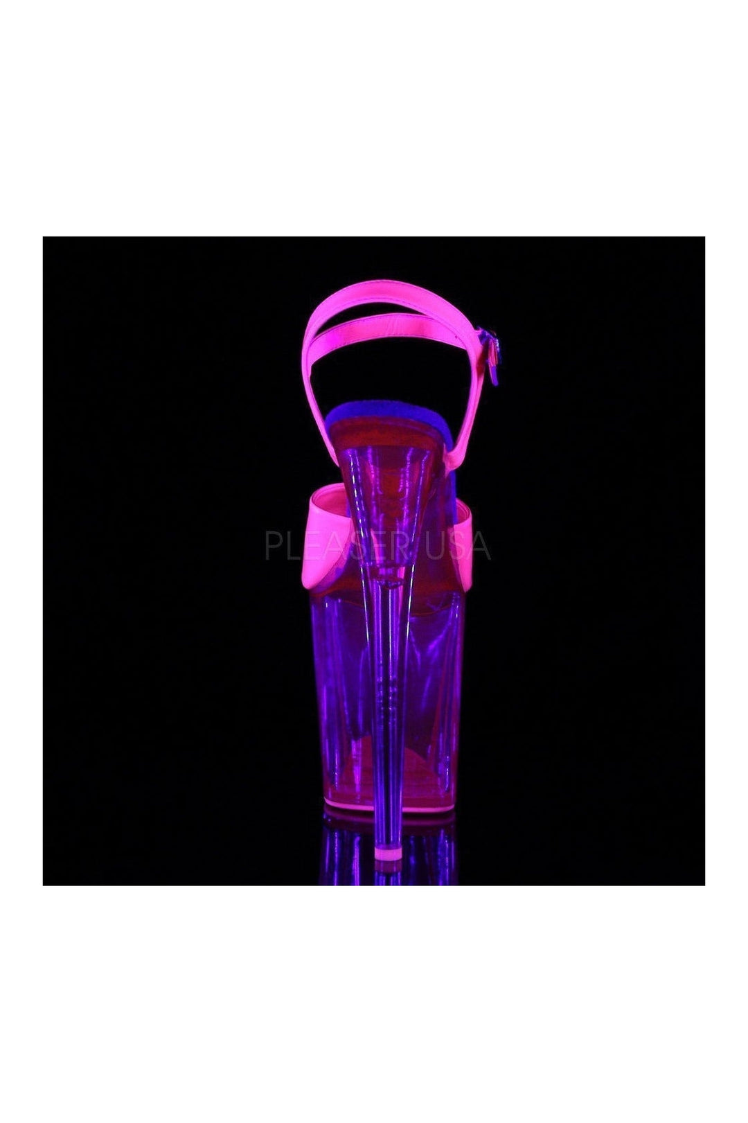 Pleaser FLAMINGO-809UVT Platform Sandal in Fuchsia Patent