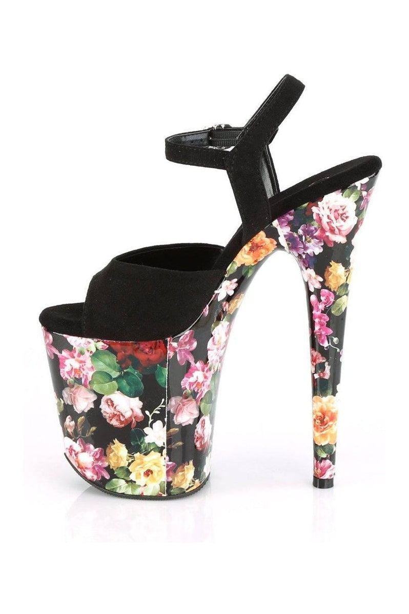 Pleaser FLAMINGO-809WR Exotic Sandal in Black Faux Leather