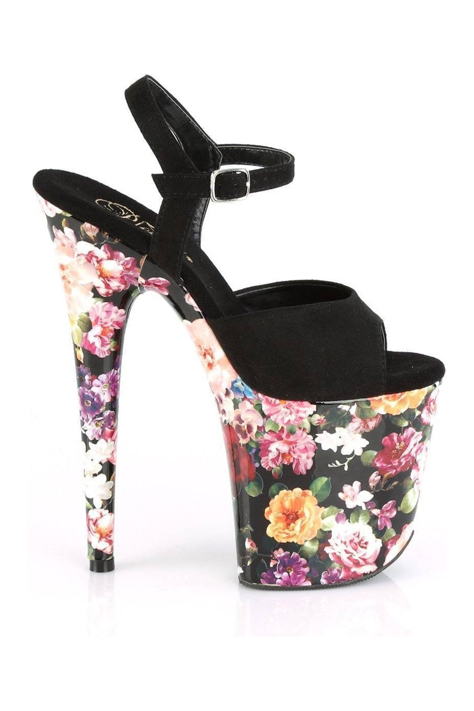 Pleaser FLAMINGO-809WR Exotic Sandal in Black Faux Leather