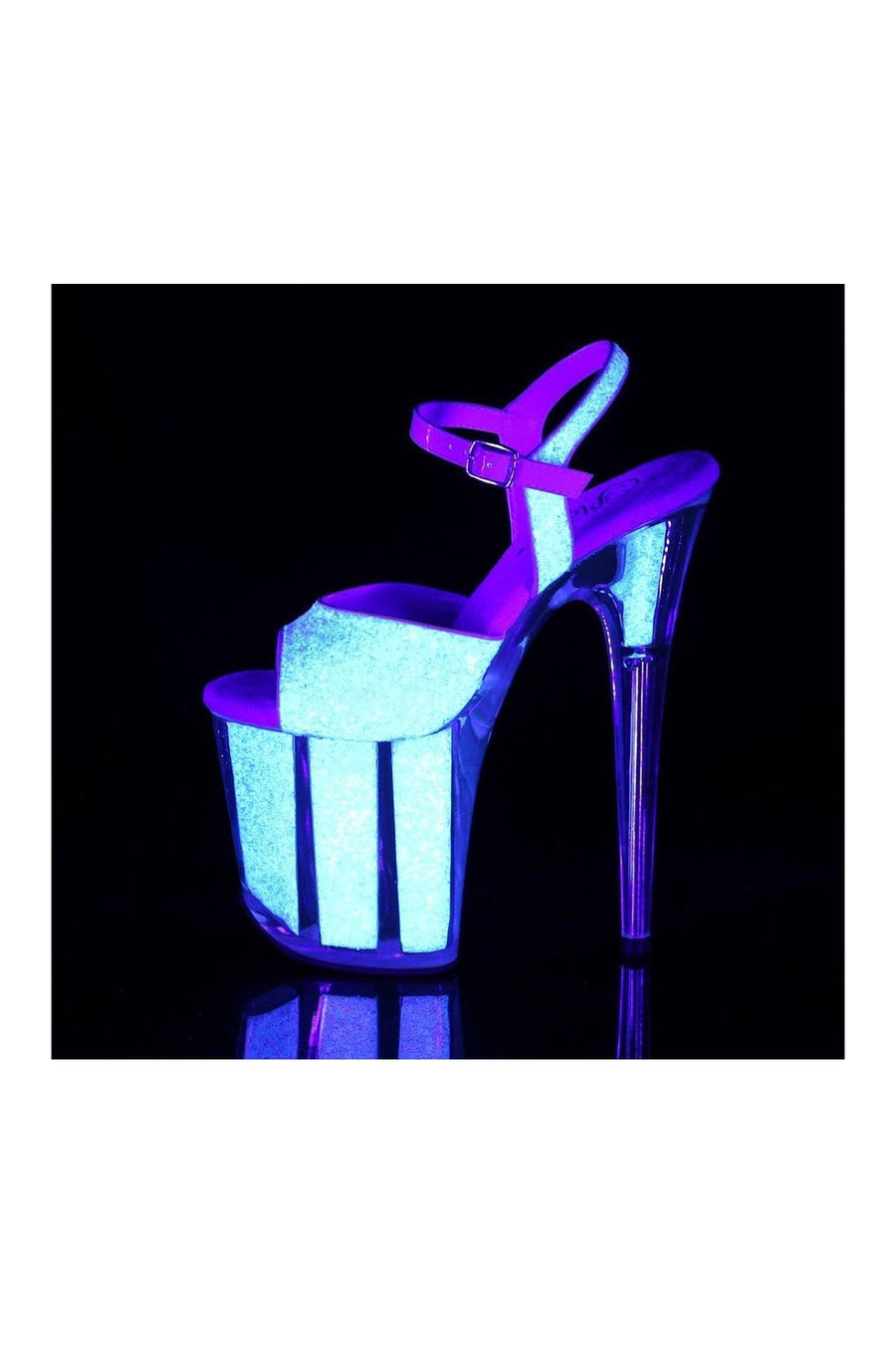 Pleaser FLAMINGO-810UVG Exotic Sandal in Neon Glitter