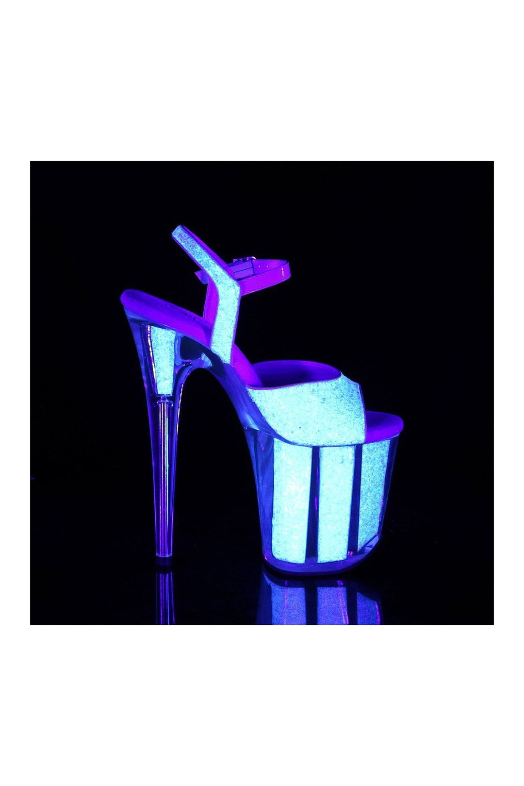 Pleaser FLAMINGO-810UVG Exotic Sandal in Neon Glitter