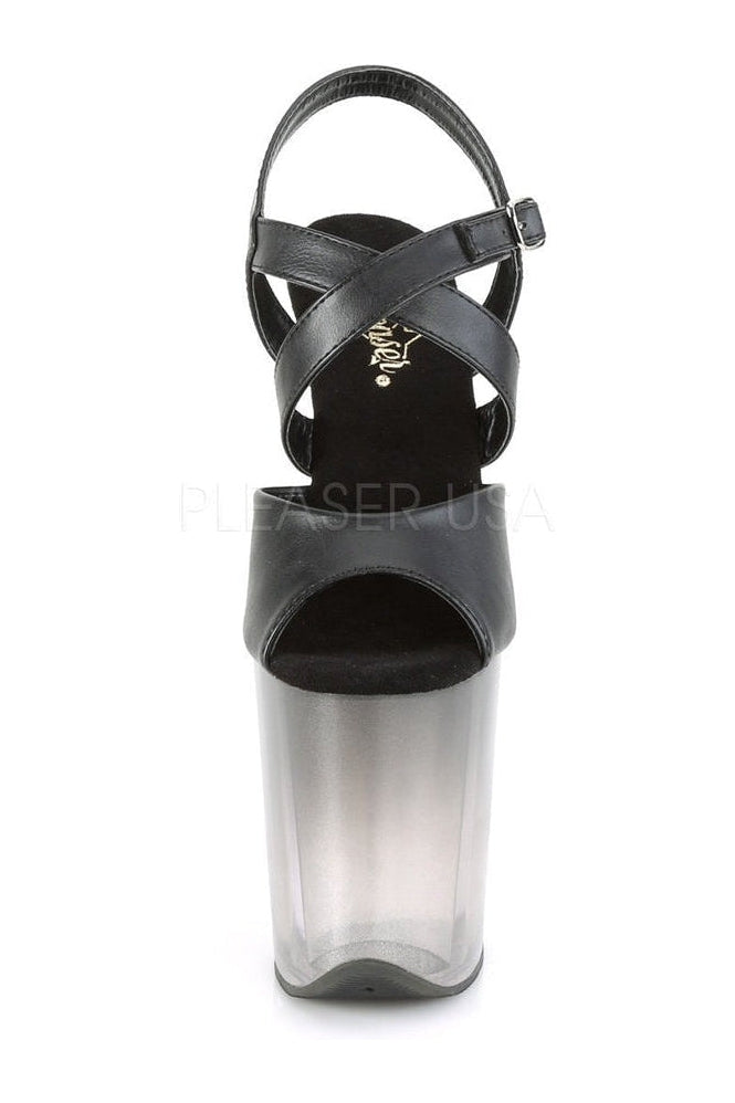 Pleaser FLAMINGO-822T Exotic Platform Sandal in Black Faux Leather
