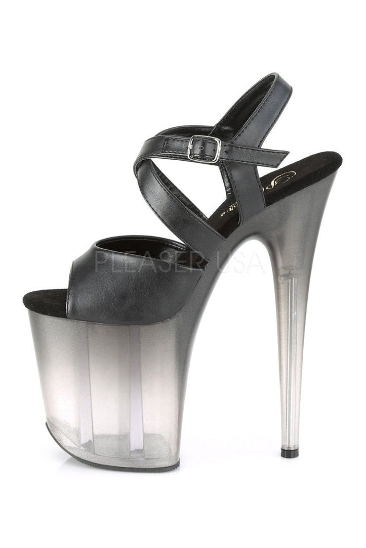 Pleaser FLAMINGO-822T Exotic Platform Sandal in Black Faux Leather