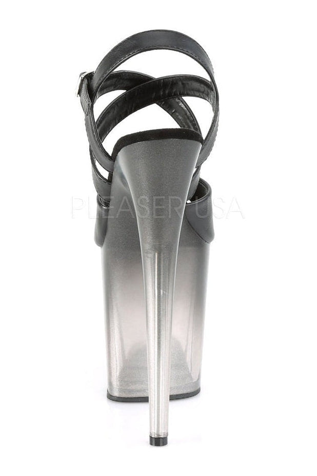 FLAMINGO-822T Stripper Platform Sandal | Black Faux Leather-Pleaser-SEXYSHOES.COM