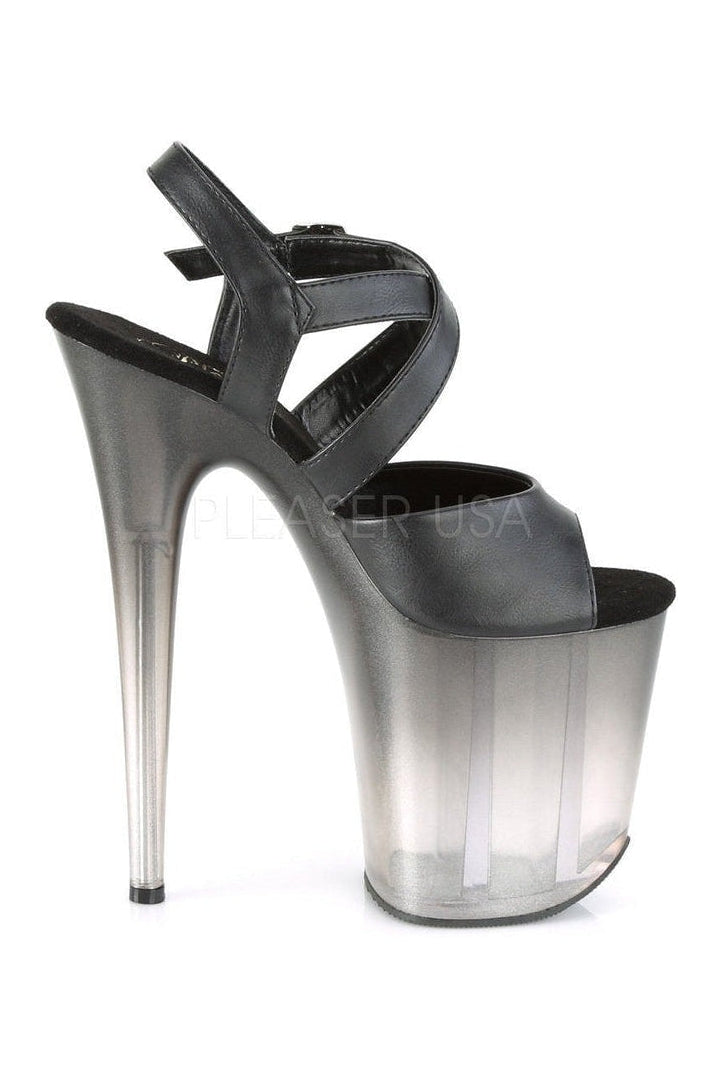 Pleaser FLAMINGO-822T Exotic Platform Sandal in Black Faux Leather