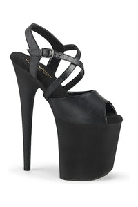 Pleaser FLAMINGO-824 Exotic Sandal in Black Faux Leather from SexyShoes.com