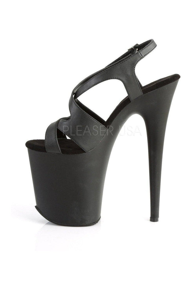 FLAMINGO-831 Platform Sandal | Black Faux Leather-Pleaser-SEXYSHOES.COM