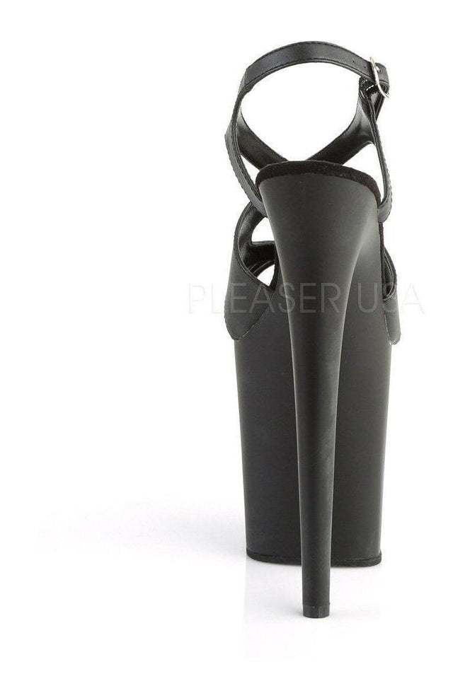 FLAMINGO-831 Platform Sandal | Black Faux Leather-Pleaser-SEXYSHOES.COM