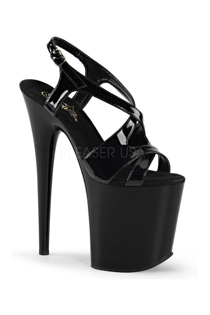 FLAMINGO-831 Platform Sandal | Black Patent-Pleaser-Black-Sandals-SEXYSHOES.COM