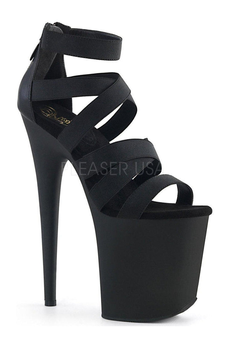 FLAMINGO-859 Platform Sandal | Black Elastic-Pleaser-SEXYSHOES.COM