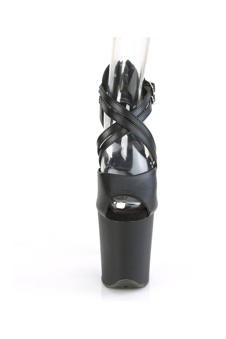 Pleaser FLAMINGO-865 Sandal in Black Faux Leather
