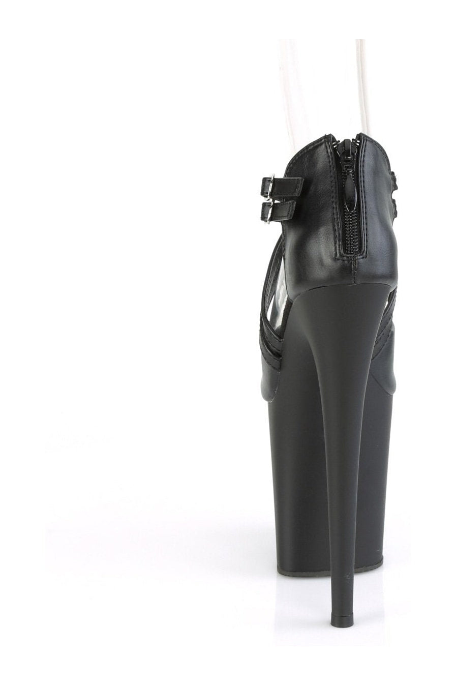 Pleaser FLAMINGO-865 Sandal in Black Faux Leather