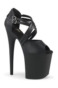 Pleaser FLAMINGO-865 Sandal in Black Faux Leather from SexyShoes.com