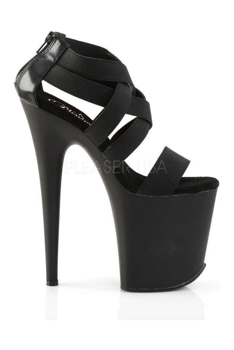 FLAMINGO-869 Platform Sandal | Black elastic-Pleaser-Sandals-SEXYSHOES.COM