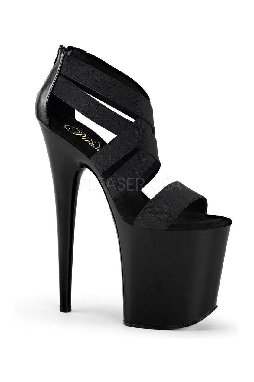 Pleaser FLAMINGO-869 Platform Sandal in Black Faux Leather from SexyShoes.com
