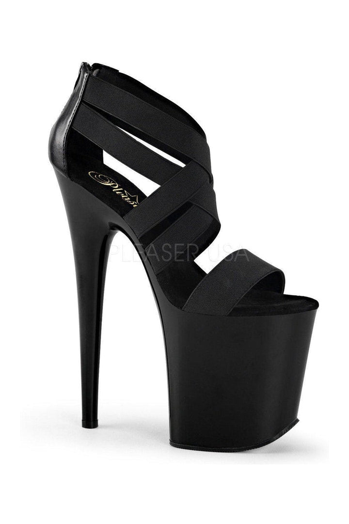 FLAMINGO-869 Platform Sandal | Black elastic-Pleaser-Black-Sandals-SEXYSHOES.COM