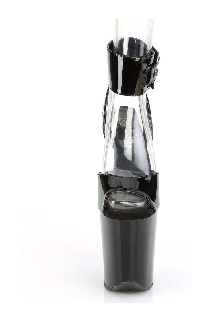 Pleaser FLAMINGO-891 Exotic Sandal in Black Patent