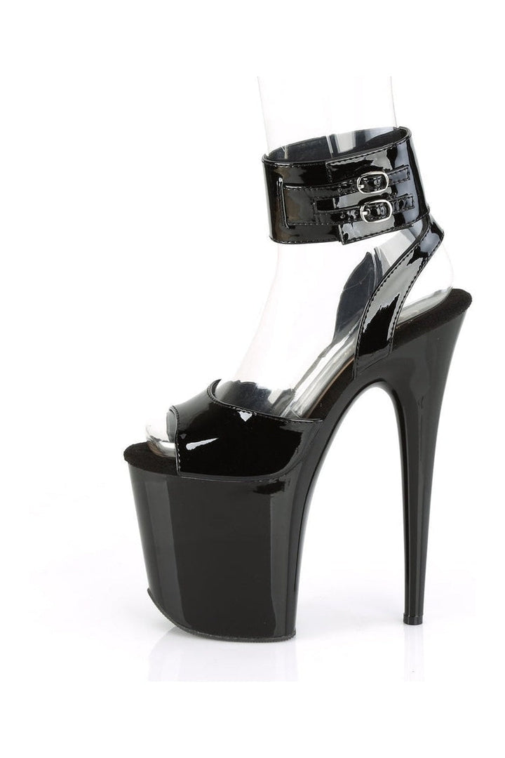 FLAMINGO-891 Stripper Sandal | Black Patent-Pleaser