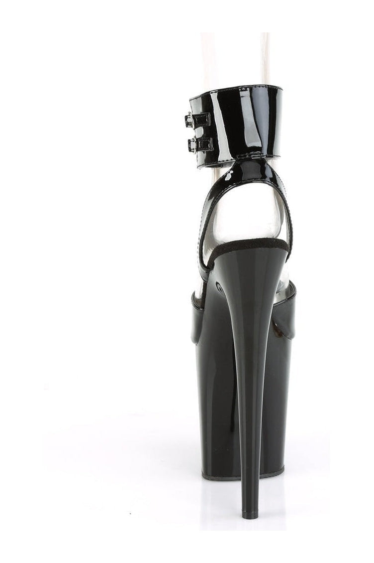 FLAMINGO-891 Stripper Sandal | Black Patent-Pleaser