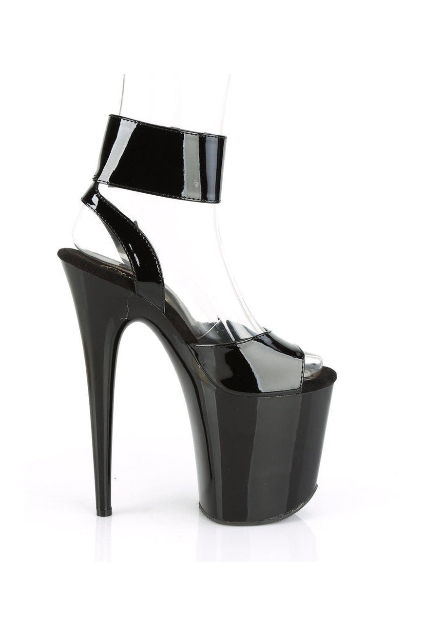 Pleaser FLAMINGO-891 Exotic Sandal in Black Patent