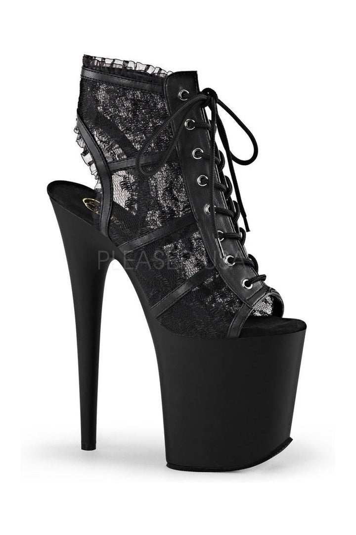 FLAMINGO-896LC Platform Boot | Black Fabric-Pleaser-Black-Ankle Boots-SEXYSHOES.COM