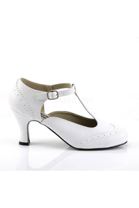 Funtasma FLAPPER-26 T-Strap in White Faux Leather