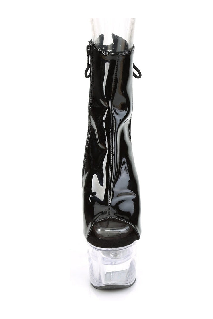 Pleaser FLASHDANCE-1018-7 Platform Ankle Boot in Black Patent