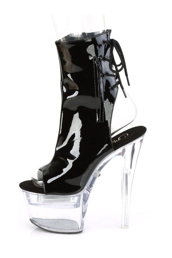Pleaser FLASHDANCE-1018-7 Platform Ankle Boot in Black Patent